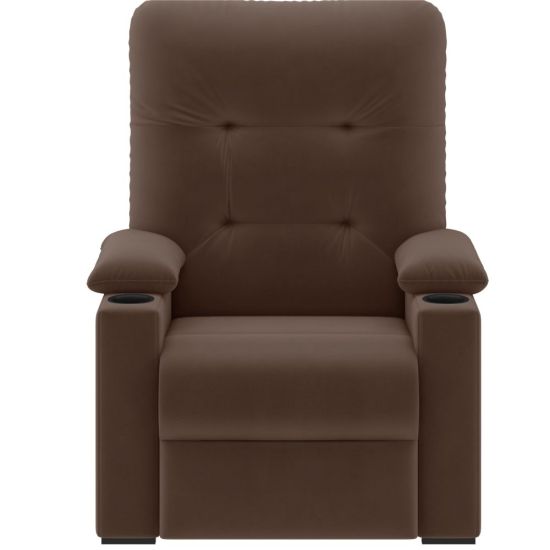 Poltrona Papai Reclinavel Besthouse Coimbra Columbia com porta-copos  tecido suede veludo Marrom