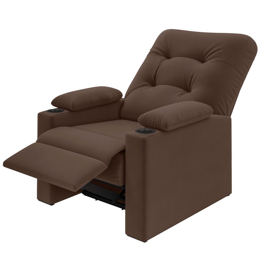 Poltrona Papai Reclinavel Besthouse Coimbra Columbia com porta-copos  tecido suede veludo Marrom