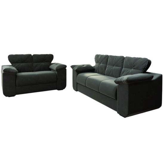 Sofá Mamflex 1025 Londrina 3 e 2 lugares em tecido veludo Cinza