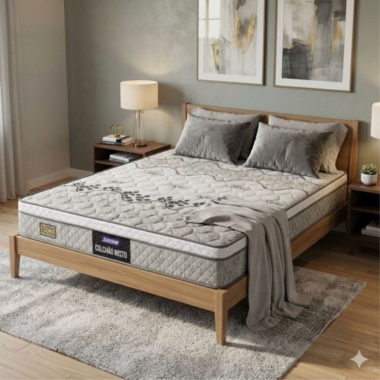 Colchão de Casal Gazin Stone D33 misto altura de 21 cm 138x188 Cinza Branco