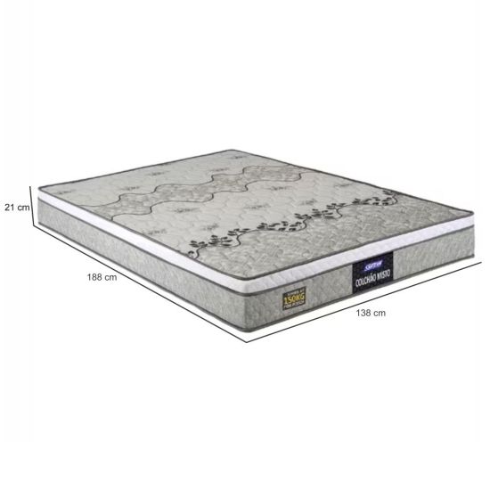 Colchão de Casal Gazin Stone D33 misto altura de 21 cm 138x188 Cinza Branco