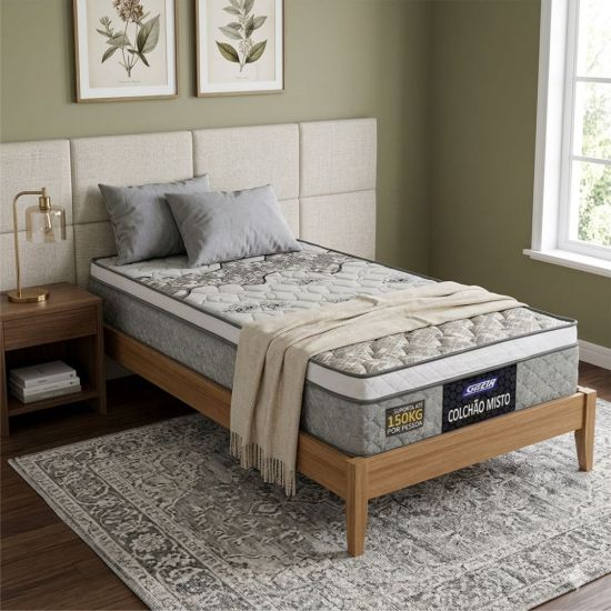 Colchão de Solteiro Gazin Stone D33 misto altura de 21 cm 88x188 Cinza Branco
