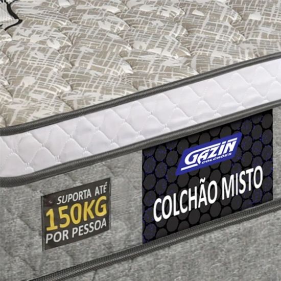 Colchão de Solteiro Gazin Stone D33 misto altura de 21 cm 88x188 Cinza Branco
