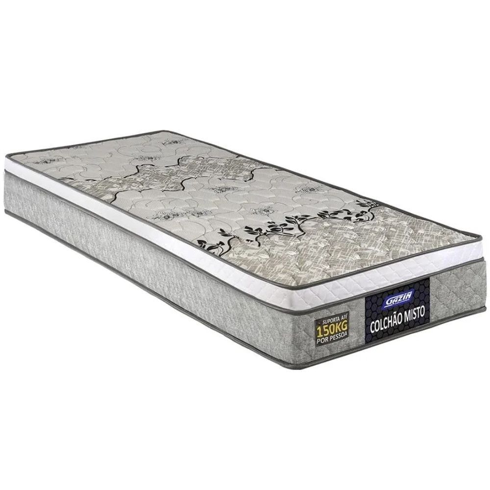 Colchão de Solteiro Gazin Stone D33 misto altura de 21 cm 88x188 Cinza Branco