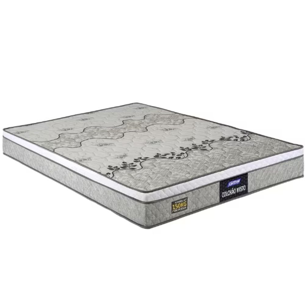 Colchão de Casal Queen Gazin Stone D33 misto altura de 21 cm 158x188 Cinza Branco