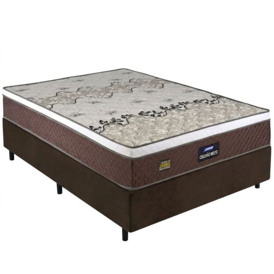 Cama Box de Casal Stone Plus Sommier D45 misto altura de 60 cm 138x 188 Marrom