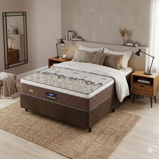 Cama Box de Casal Stone Plus Sommier D45 misto altura de 60 cm 138x 188 Marrom