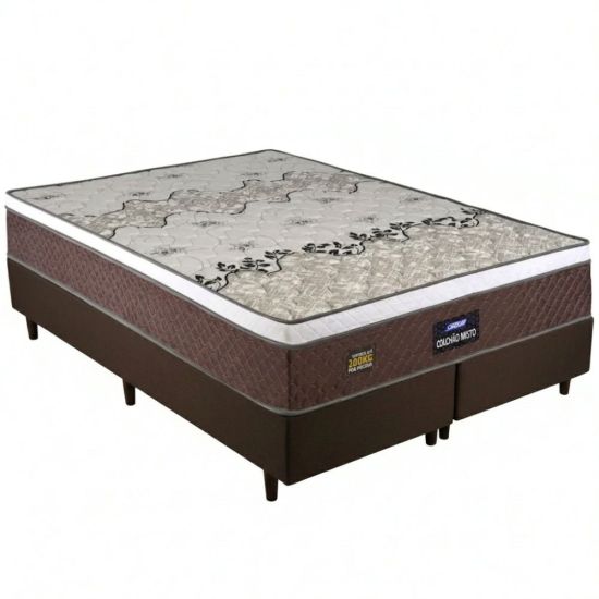 Cama Box de Casal Queen Stone Plus Sommier D45  altura de 60 cm 158 Marrom