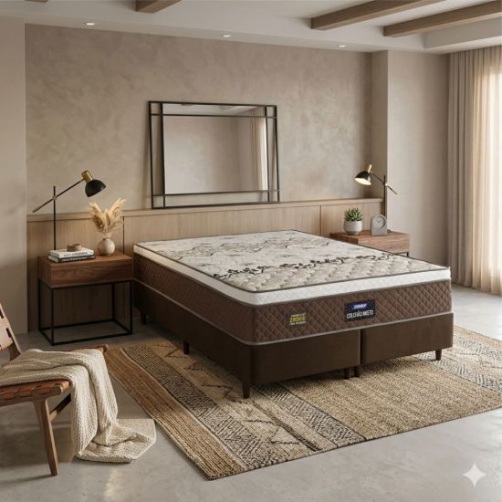 Cama Box de Casal Queen Stone Plus Sommier D45  altura de 60 cm 158 Marrom