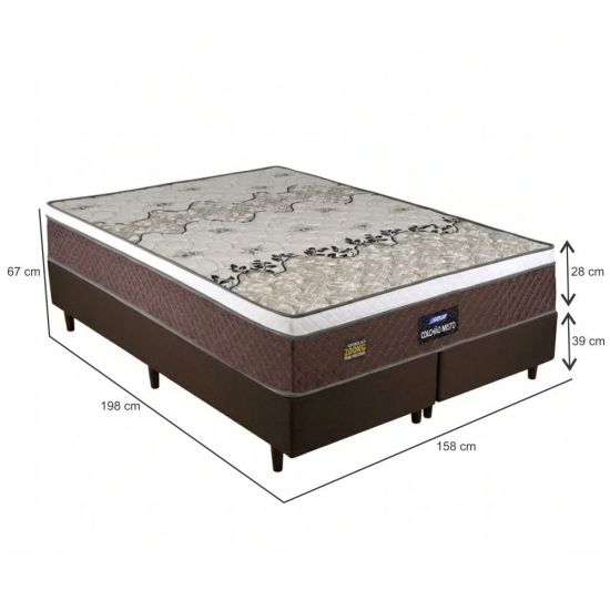Cama Box de Casal Queen Stone Plus Sommier D45  altura de 60 cm 158 Marrom