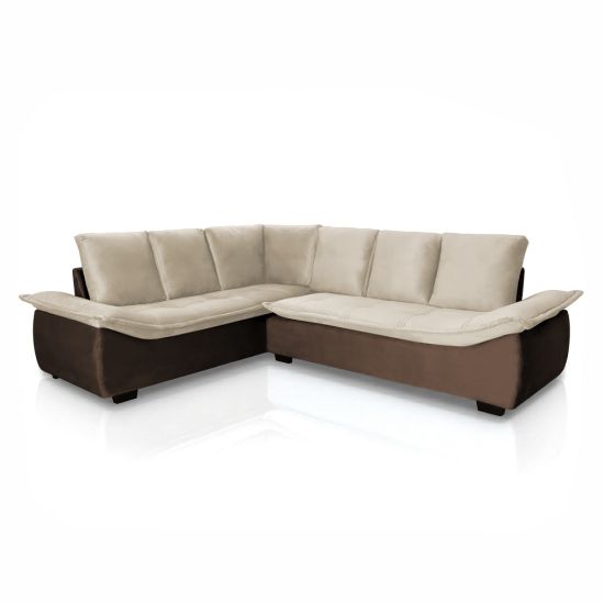 Sofá de Canto Hellen Alphaville Plus 6 lugares braço divã formato de “L” Bege Marrom