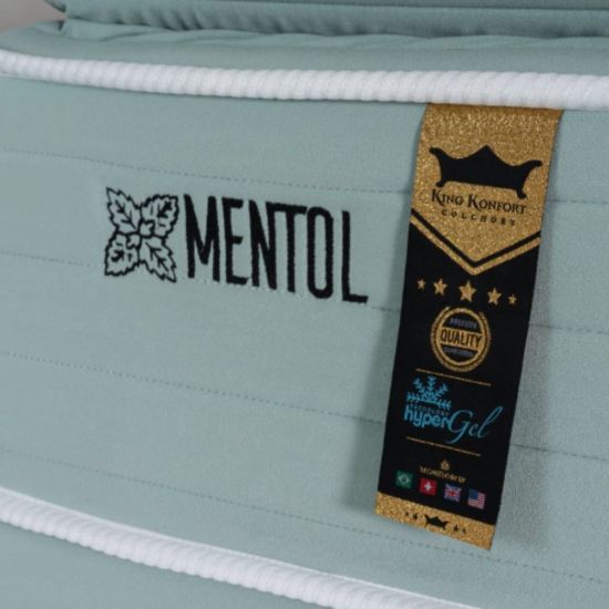 Cama Box Casal Queen 158 cm Hellen Fresh Night Pillow Top Molas e espuma Hypergel Verde Branco