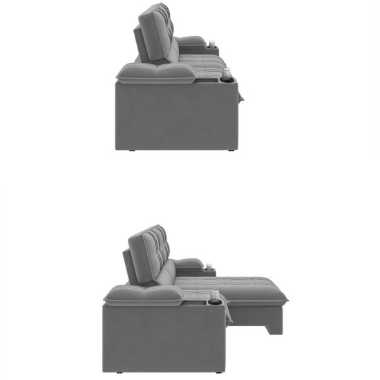 Sofá Retrátil e Reclinável Besthouse Stanley 3 lugares com porta-copos e cooler de 210 cm Chumbo 
