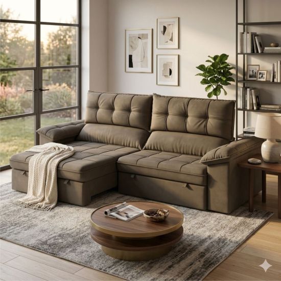 Sofá retrátil e reclinável BestHouse Milano em molas ensacadas individuais largura de 250 cm veludo Marrom