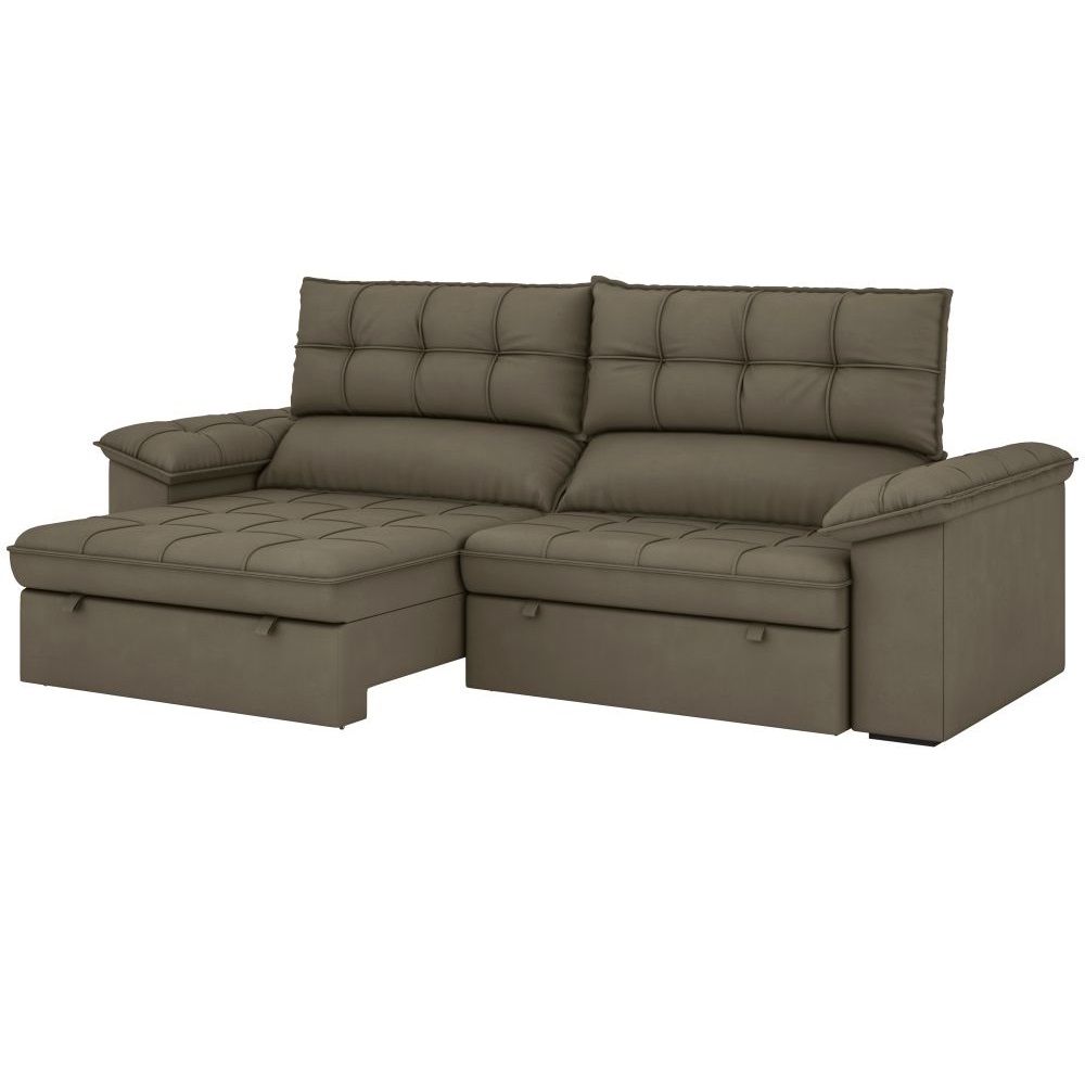 Sofá retrátil e reclinável BestHouse Milano em molas ensacadas individuais largura de 250 cm veludo Marrom