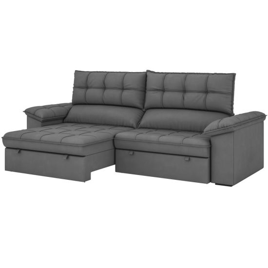 Sofá retrátil e reclinável BestHouse Milano em molas ensacadas individuais largura de 250 cm veludo cinza