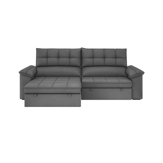 Sofá retrátil e reclinável BestHouse Milano em molas ensacadas individuais largura de 250 cm veludo cinza