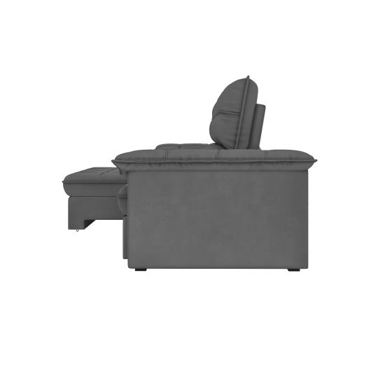 Sofá retrátil e reclinável BestHouse Milano em molas ensacadas individuais largura de 250 cm veludo cinza