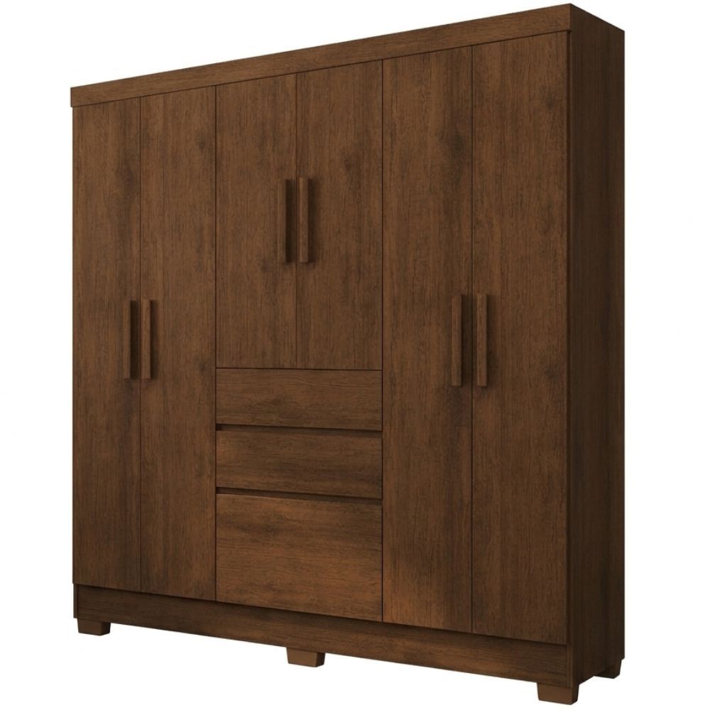 Guarda Roupa Casal J&A Móveis Brunela Munique 7 portas 2 gavetas com pés largura 156 cm Jequitibá