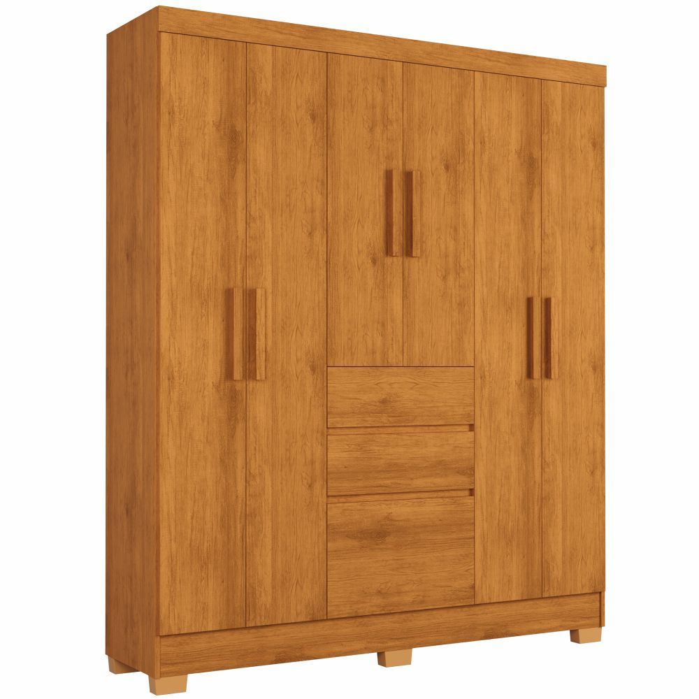 Guarda Roupa Casal J&A Móveis Brunela Munique 7 portas 2 gavetas com pés largura 156 cm Nature