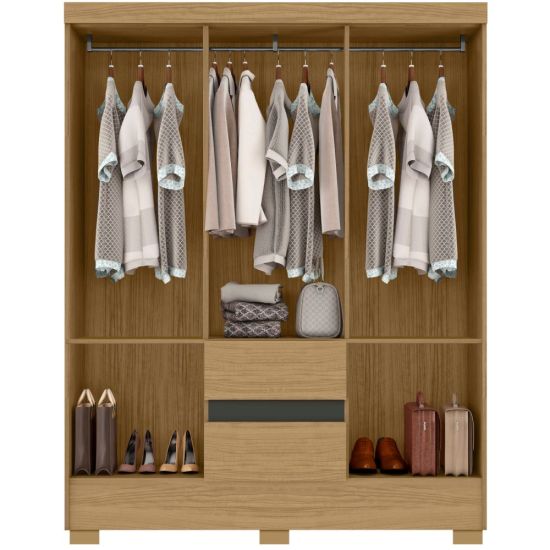 Guarda Roupas Casal Aramóveis Coimbra Flash 6 Portas 2 Gavetas R2005138 Atacama Grafite