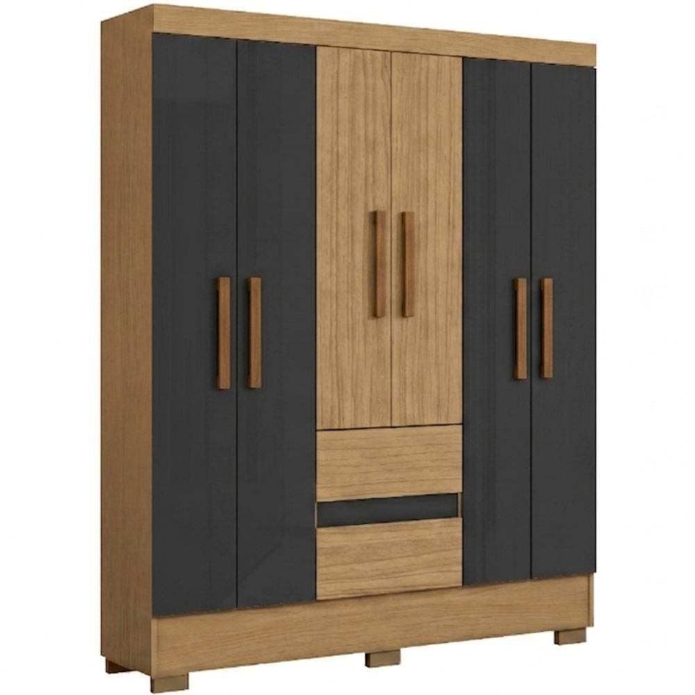 Guarda Roupas Casal Aramóveis Coimbra Flash 6 Portas 2 Gavetas R2005138 Atacama Grafite