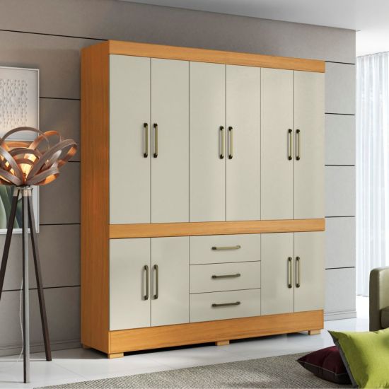 Guarda Roupas de Casal Aramóveis Mônaco Murano 10 portas 3 gavetas R2045139 Cinamomo Areia