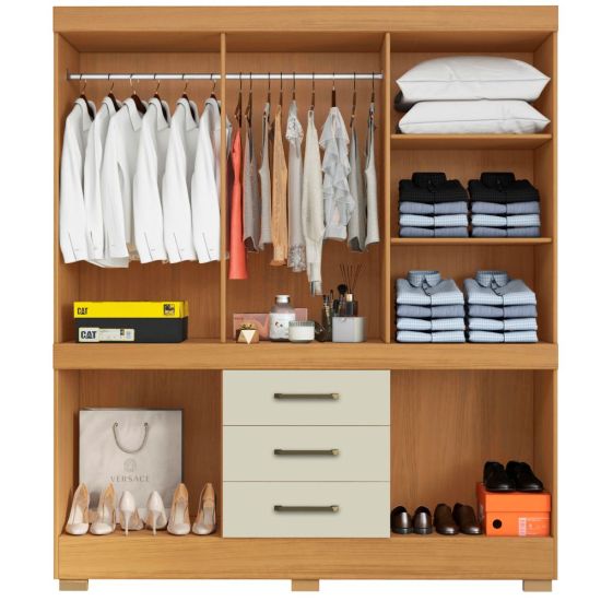 Guarda Roupas de Casal Aramóveis Mônaco Murano 10 portas 3 gavetas R2045139 Cinamomo Areia