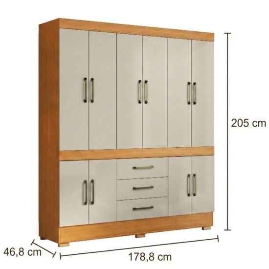 Guarda Roupas de Casal Aramóveis Mônaco Murano 10 portas 3 gavetas R2045139 Cinamomo Areia