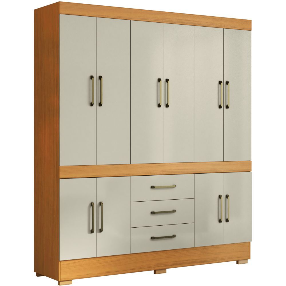 Guarda Roupas de Casal Aramóveis Mônaco Murano 10 portas 3 gavetas R2045139 Cinamomo Areia