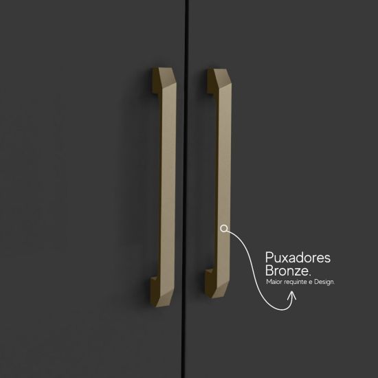 Armário de Cozinha Aramóveis Mega Petra R2000449 espaço para micro-ondas com 208 cm de largura Cinamomo Grafite