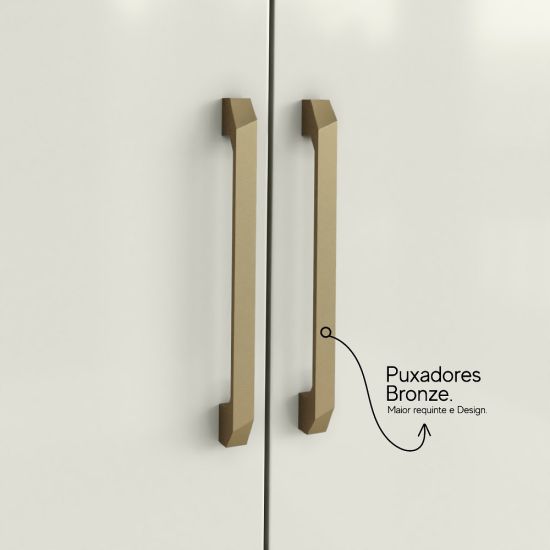 Armário de Cozinha Aramóveis Mega Petra R2000449 espaço para micro-ondas com 208 cm de largura Cinamomo Branco