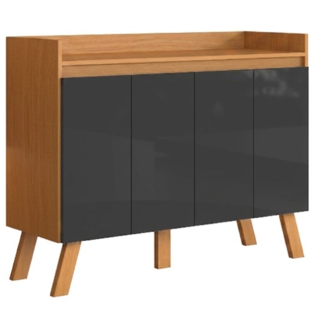 Aparador Buffet Aramóveis Diniz R2003207 4 portas largura de 108 cm Cinamomo Grafite