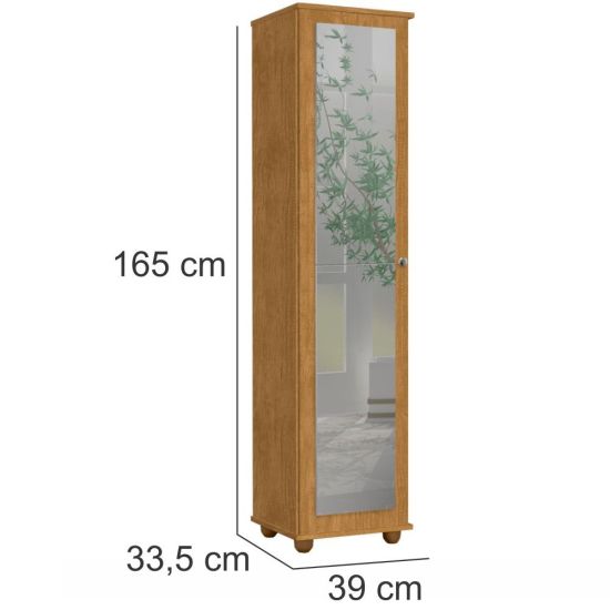 Armário Multiúso Sapateira J&A Móveis Marry com espelho 1 porta largura de 39 cm Nature