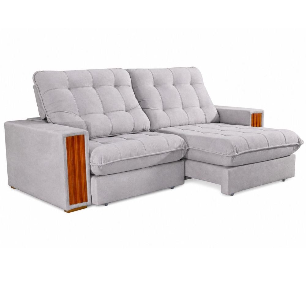 Sofá Retrátil e Reclinável Teixeira Viena molas ensacadas no assento, pillow de 25 cm, largura de 250 cm Capuccino