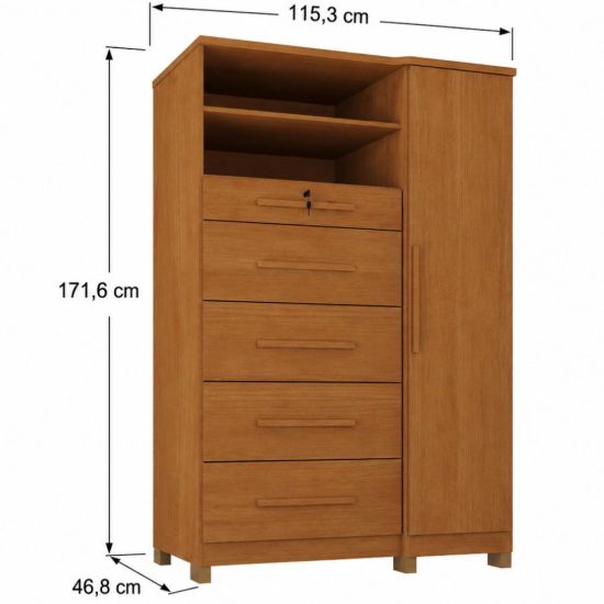 Cômoda Sapateira Multiúso Zanzini Imperial 5 gavetas 1 porta Cinamomo