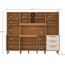 Armário de Cozinha Zanzini Apollo 8 portas 3 gavetas espaço para forno e micro-ondas largura de 242 cm Cinamomo Areia