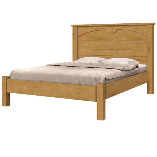 Cama Casal J&A Móveis Lion em 100% MDF para colchão com largura de 138 cm estrada em madeira Nature