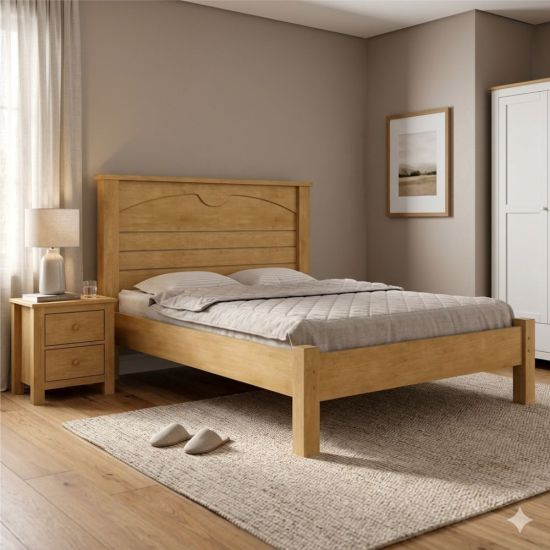 Cama Casal J&A Móveis Lion em 100% MDF para colchão com largura de 138 cm estrada em madeira Nature