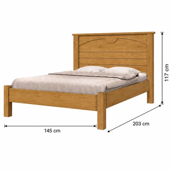 Cama Casal J&A Móveis Lion em 100% MDF para colchão com largura de 138 cm estrada em madeira Nature