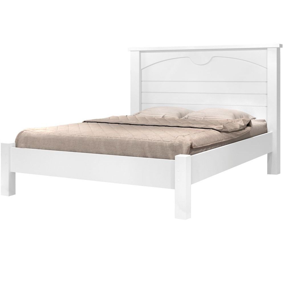 Cama Casal J&A Móveis Lion em 100% MDF para colchão com largura de 138 cm estrada em madeira Branca