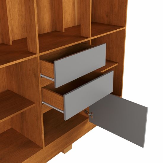 Guarda Roupa Casal J&A Móveis Brunela Munique 7 portas 2 gavetas com pés largura 156 cm Nature Cinza   