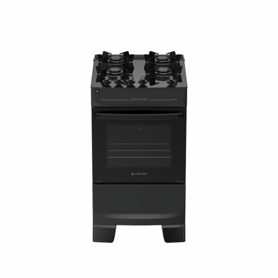 Fogão Atlas Mônaco Top Glass New 4 bocas, mesa de cooktop acendimento automático Preto 