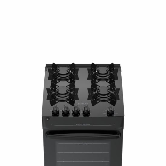 Fogão Atlas Mônaco Top Glass New 4 bocas, mesa de cooktop acendimento automático Preto 