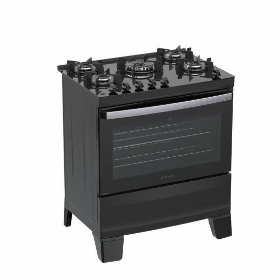 Fogão Atlas Agile Glass New 5 bocas, mesa de cooktop, acendimento automático Preto