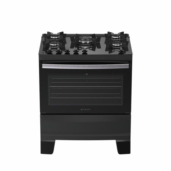 Fogão Atlas Agile Glass New 5 bocas, mesa de cooktop, acendimento automático Preto