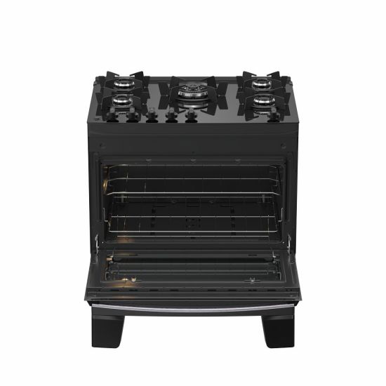 Fogão Atlas Agile Glass New 5 bocas, mesa de cooktop, acendimento automático Preto