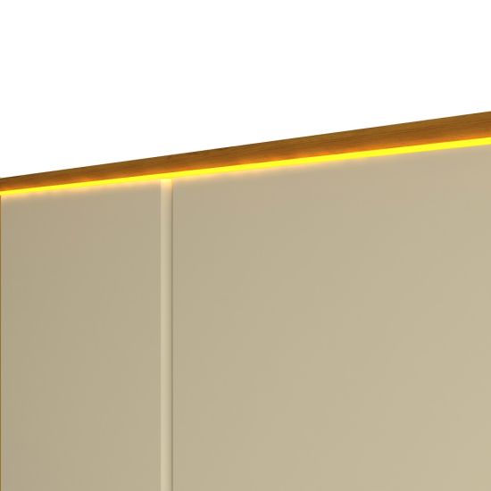 Guarda Roupa Roupeiro Gelius Splendor 6 portas 8 gavetas 100% MDF LED pés Naturale OFF White