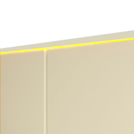 Guarda Roupa Roupeiro Gelius Splendor 6 portas 8 gavetas 100% MDF LED pés OFF White Dourado