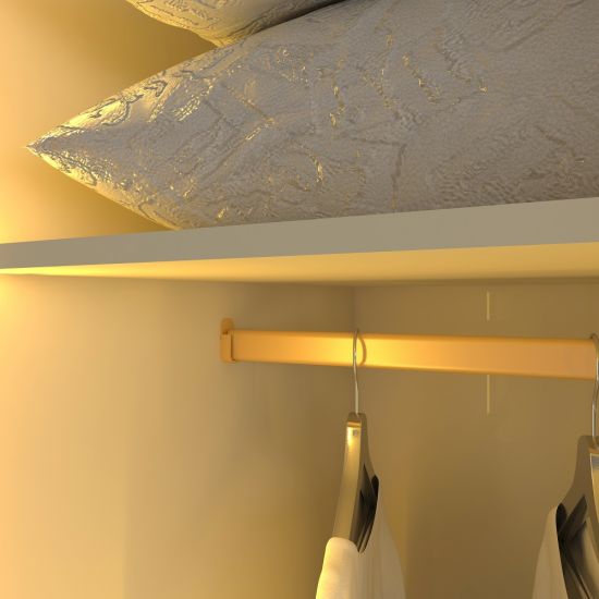 Guarda Roupa Roupeiro Gelius Splendor 6 portas 8 gavetas 100% MDF LED pés OFF White Dourado